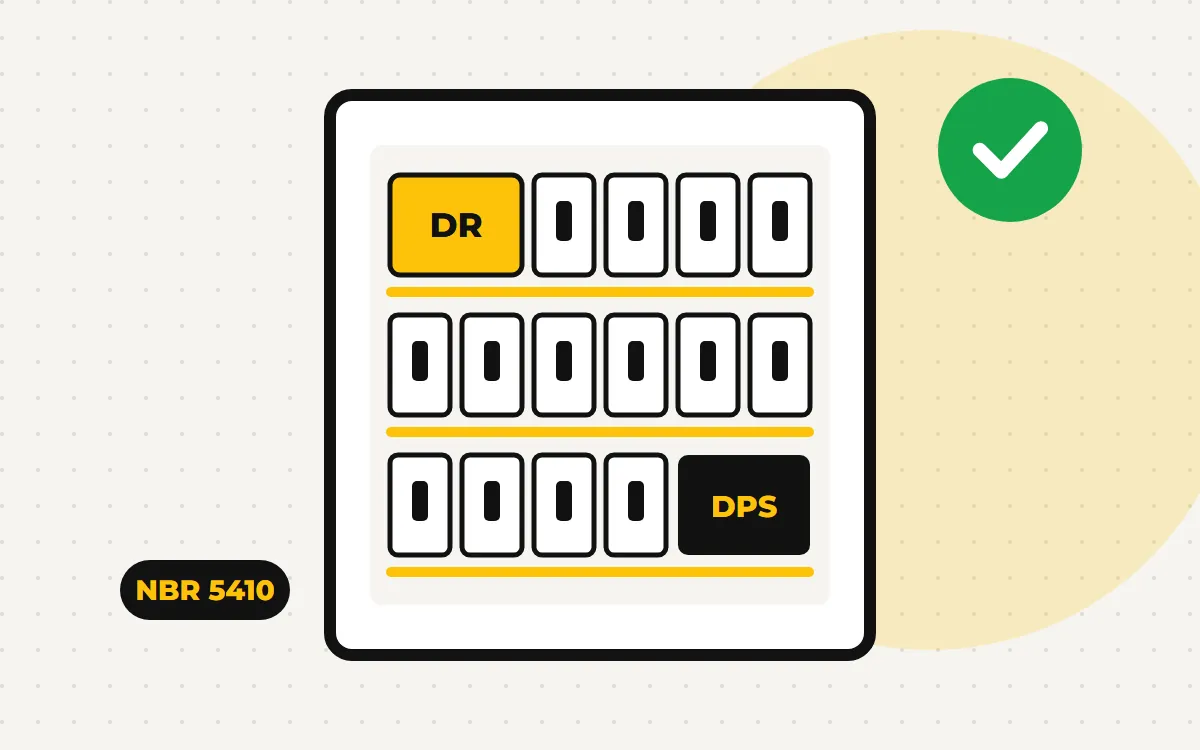 Quadro de disjuntores organizado conforme a NBR 5410, com DR e DPS