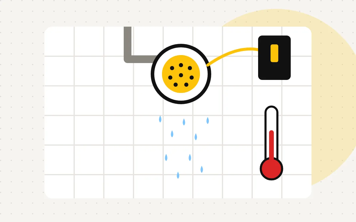 Ilustração de chuveiro e aquecedor — serviço de eletricista na Zona Norte de São Paulo